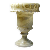 Large medical pot in alabaster/yellowish marble, Belle Époque style.