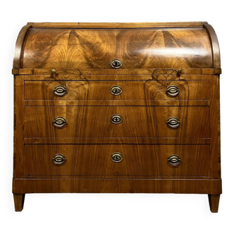 Superb Louis XVI period cylinder and system desk in walnut