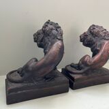 Serre-livres lions Pompeian bronze