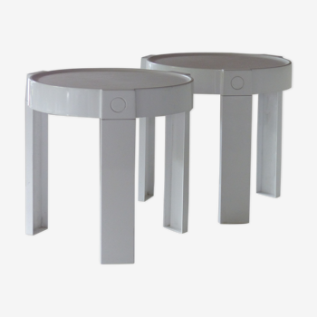 Pair of tables design Holland in white plastic