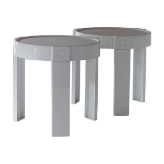 Pair of tables design Holland in white plastic