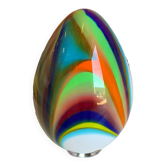 White Egg Table Lamp in Murano-Style Multicolored Glass