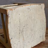 Old patinated painted wooden stool