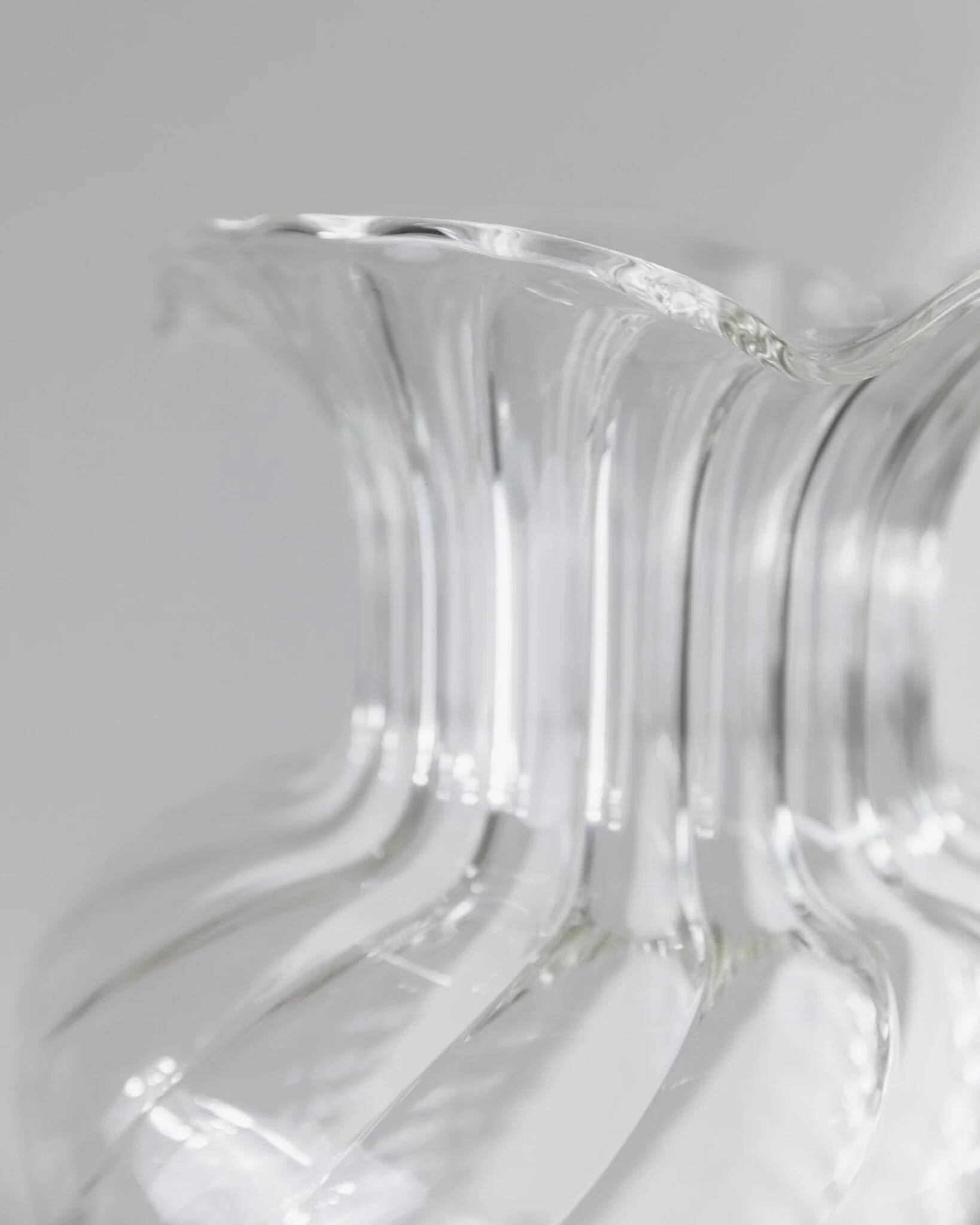 Grand vase en verre transparent par Soffiera Parise - Centre de table vintage italien des années 1970 soufflé à la main