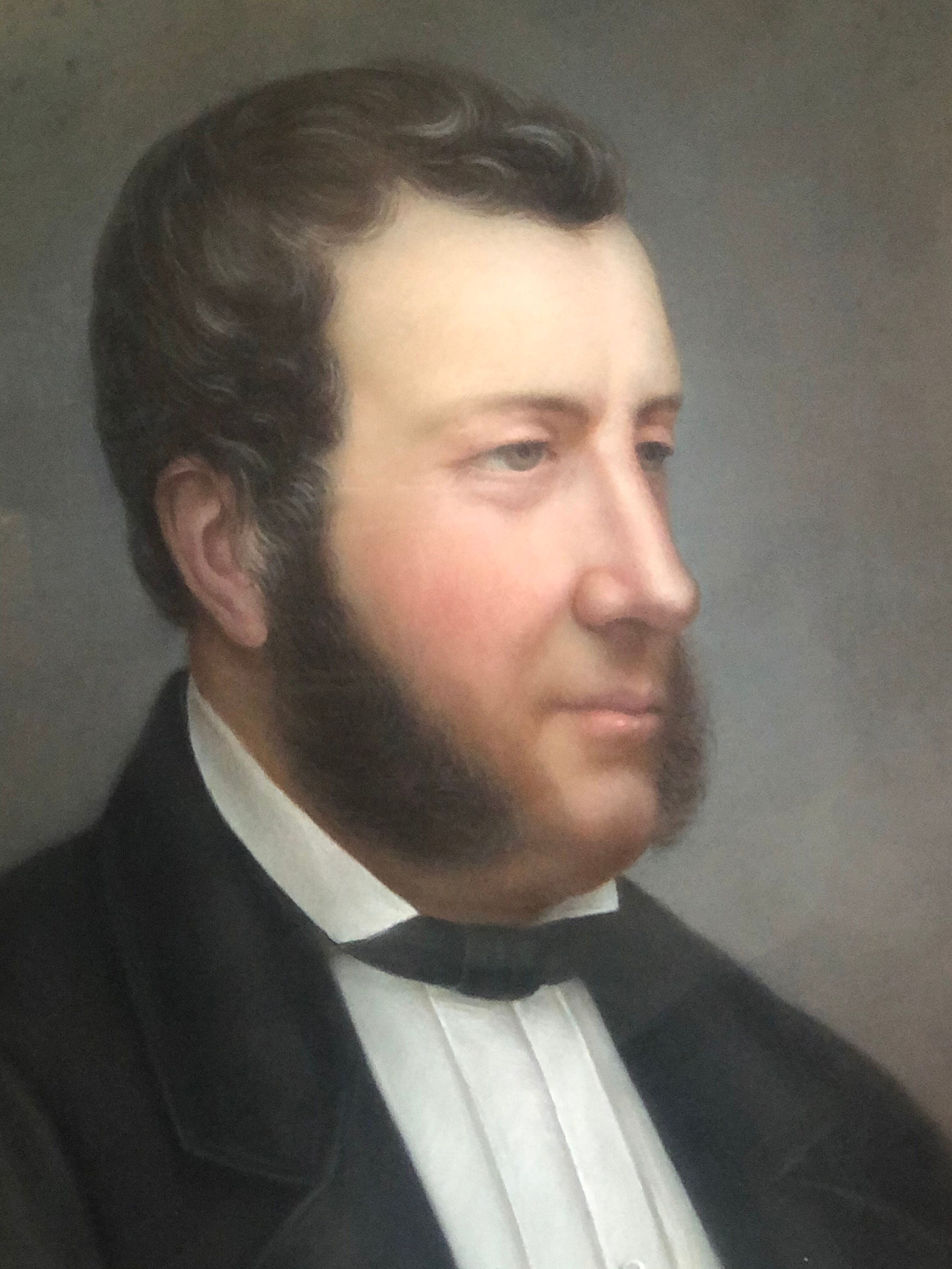 Pastel on paper "Man with favorites" signed, framed under glass 1862