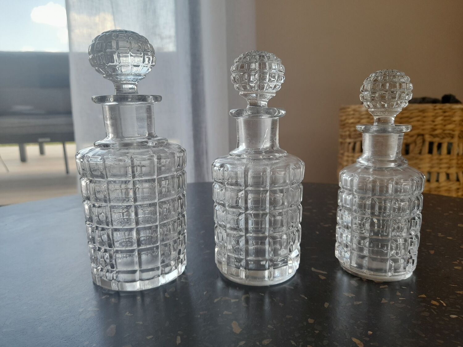 Textured glass perfume bottles