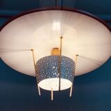 Hanging lamp by Ernest Igl perforated tole for Hillebrand
