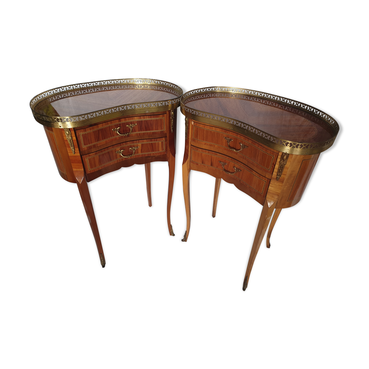 Pair of bedside tables "bean" style louis XV marked