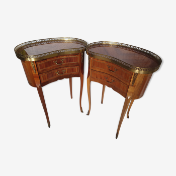 Pair of bedside tables "bean" style louis XV marked