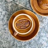 Set of 2 coffee cups and saucers in English ceramic Totem pattern created by Susan Williams-Ellis. 60s. Portmeirion Pottery. Stroke-on-Trent.