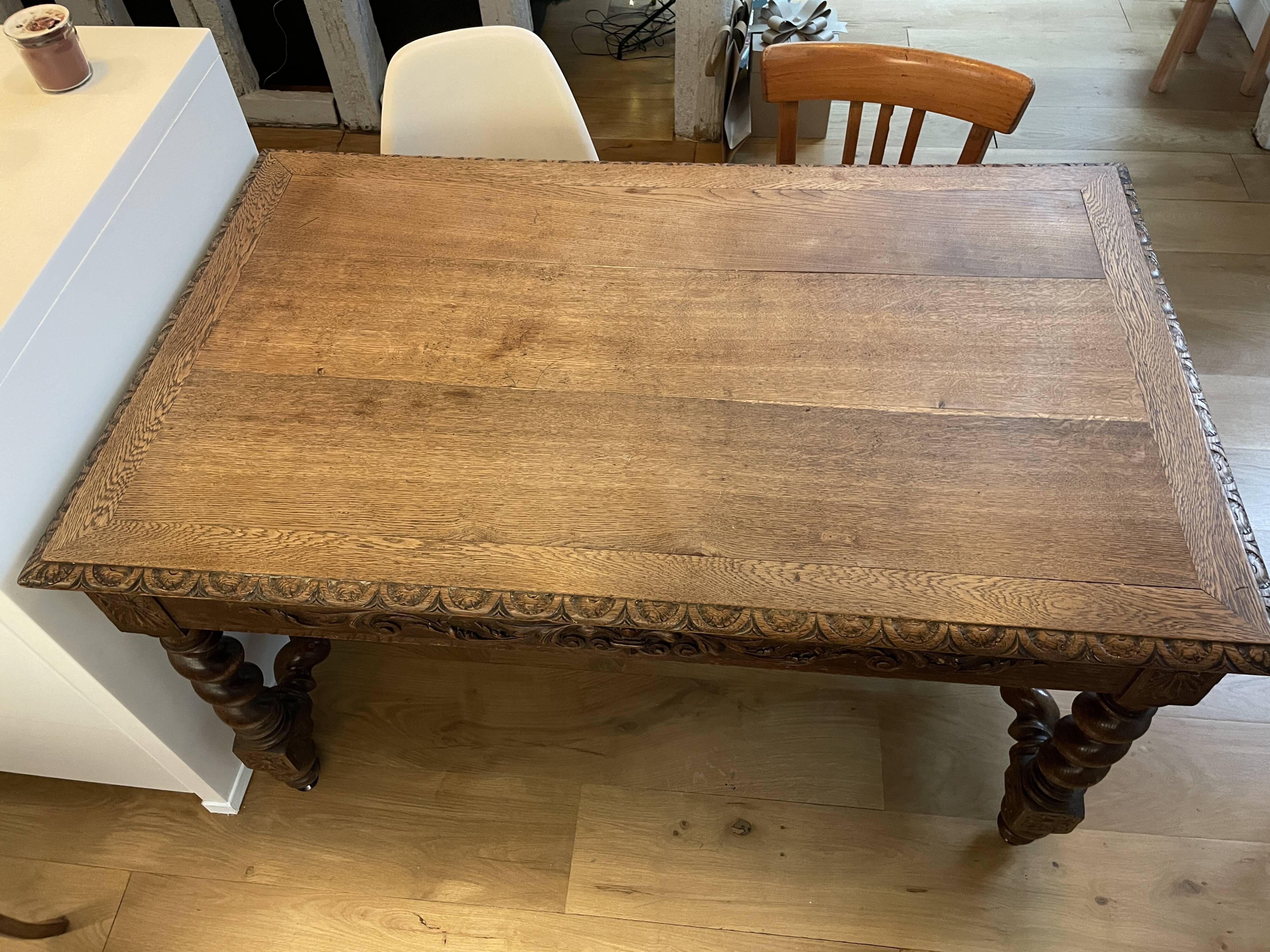 Antique solid oak dining table