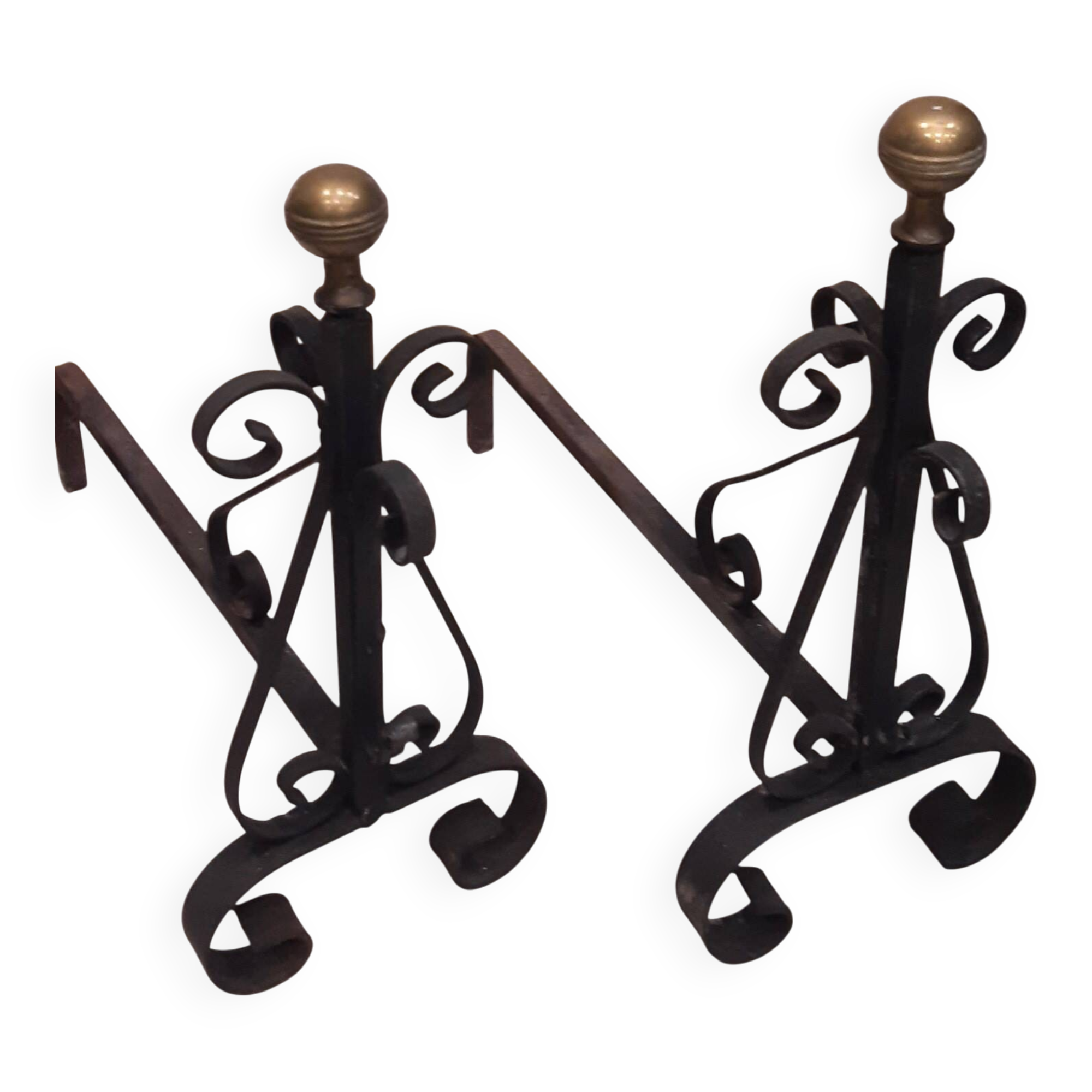 Pair of fireplace andirons