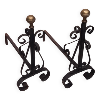 Pair of fireplace andirons