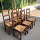 6 solid wood and straw chairs with high farmhouse-style backs