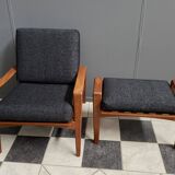 Arne Wahl Iversen Danish Teak chair for Komfort Denmark with Ottoman 1960s