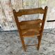 Antique Turned Wood Chair + Woven Straw Seat #D822