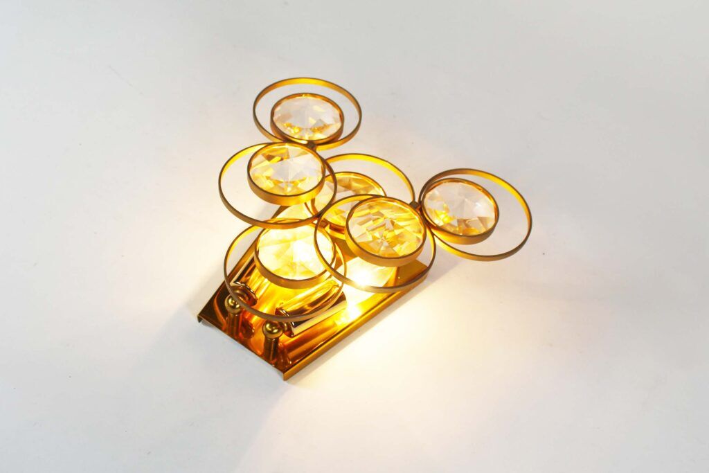 Polished brass and crystal glass wall lamp by Palwa, Germany 1960s