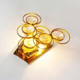 Polished brass and crystal glass wall lamp by Palwa, Germany 1960s