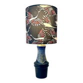 Atmospheric table lamp with crane motif shade made from Scheurich vase.
