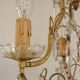 French gilt bronze three-light cage chandelier with pink and clear beaded swags.
