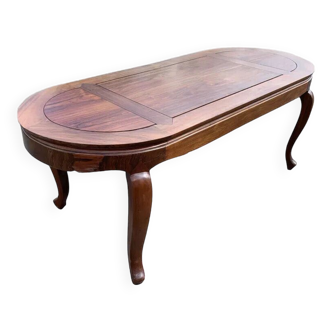 Table style louis XV de forme ovale en acajou / 212cm