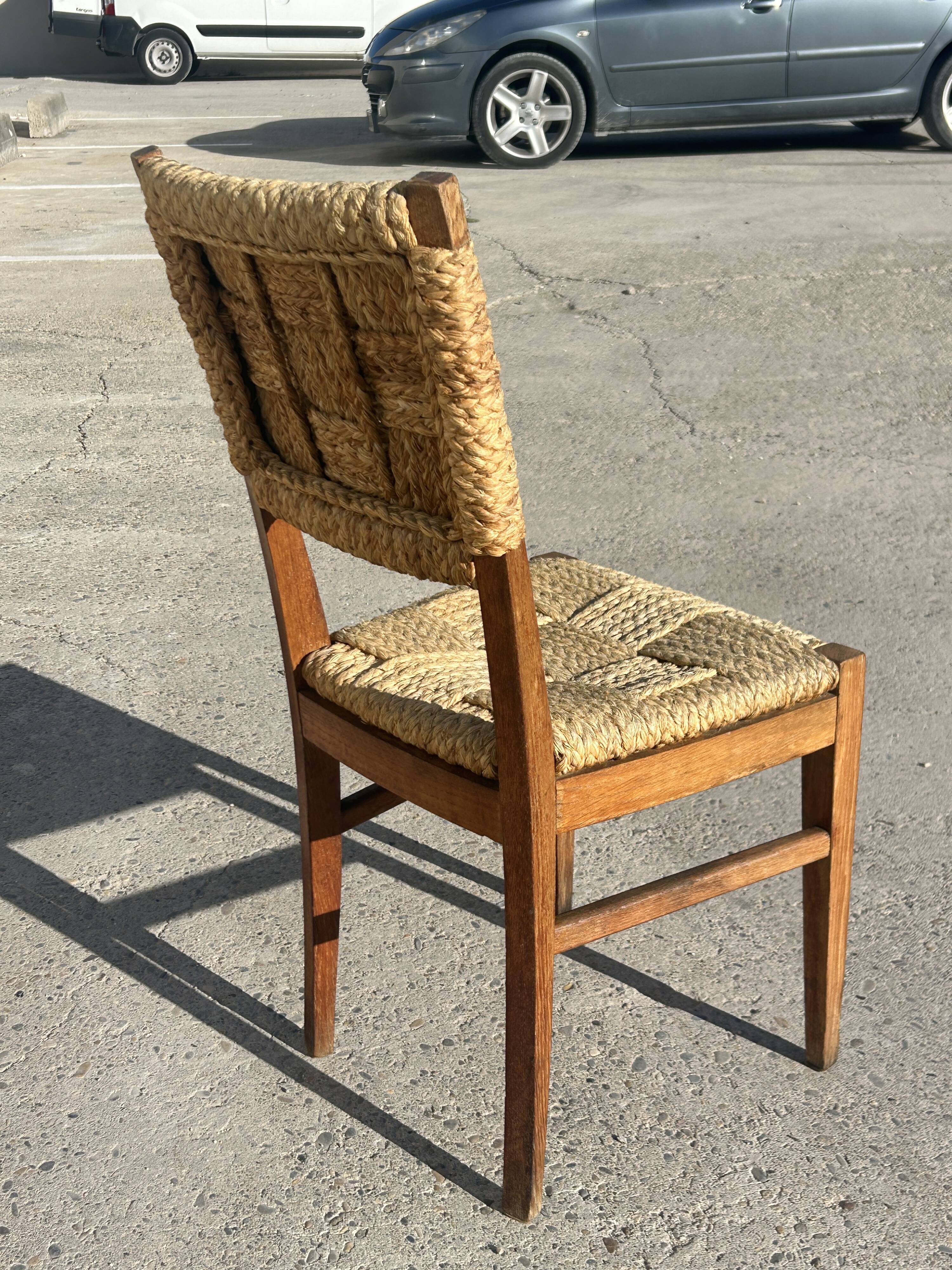 Set of 6 Audoux Minet armchairs and chairs, 1950s