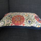 Decorative pillow case in linen and cotton  with suzani prints
