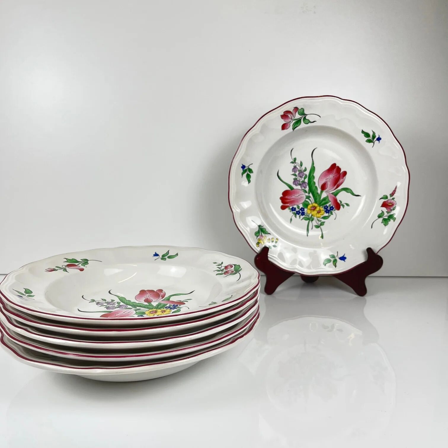 Set of 6 deep plates KG Lunéville "Réverbère"