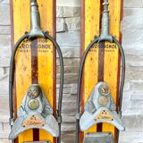 Vintage wooden Rossignol Hickory ski pair