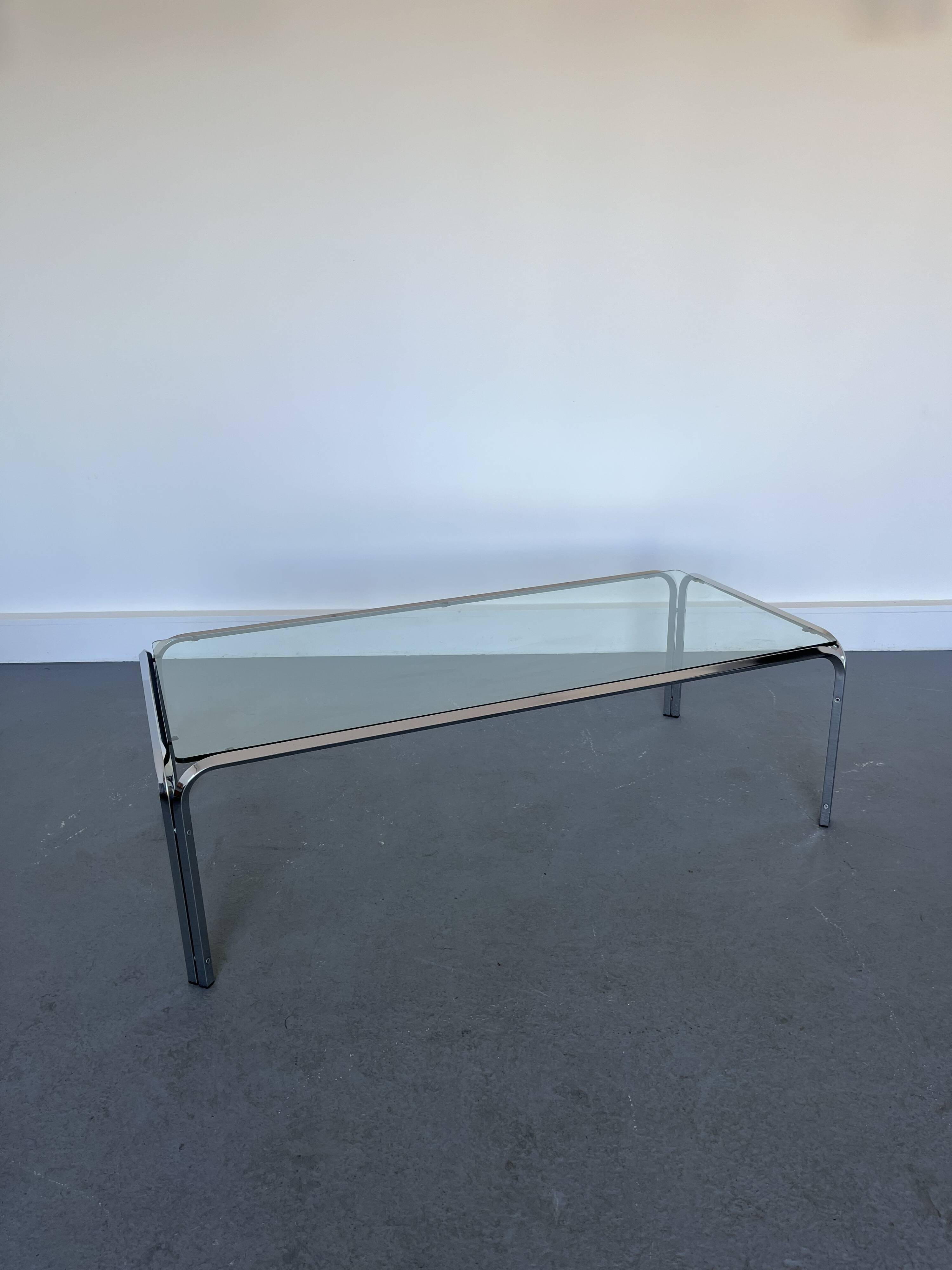Vintage coffee table with  glass & chrome frame, 1970s