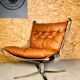 Vintage retro sigurd resell leather  &  chrome falcon chair