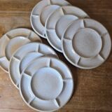 6 "Grès du Marais France" compartment plates for fondue