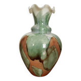 Vintage opaline vase with ruffled neck Stelvia Italy circa 1960