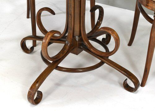 Bistro dining table in bentwood and cane from Alvar Aalto by Thonet