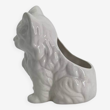 Vintage ceramic pot holder in the shape of a cat