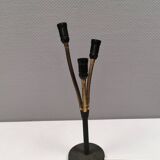 Ancienne lampe de table en fonte avec coude en laiton et 3 sources lumineuses