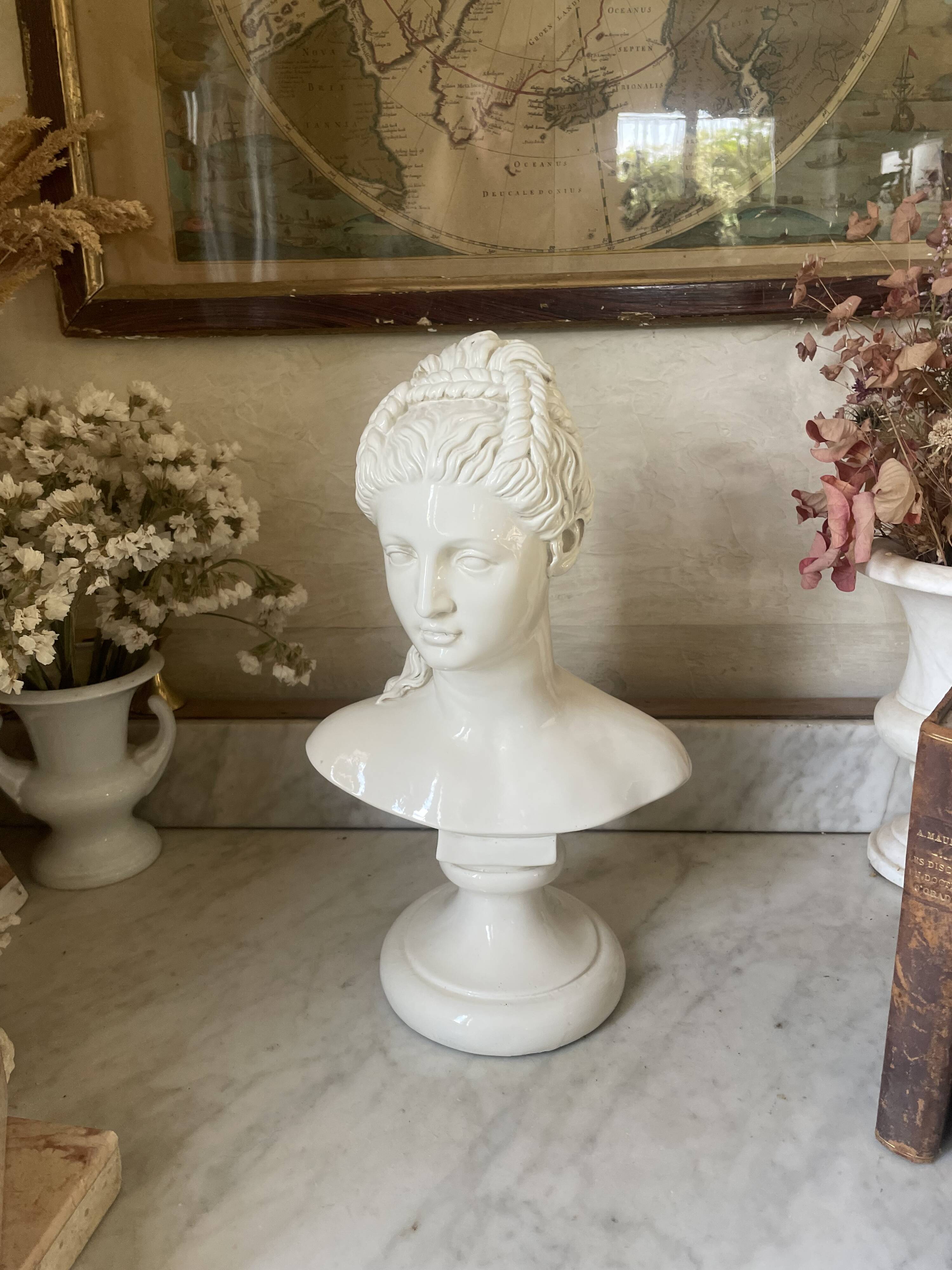 Bust of Proserpine vintage neoclassical sculpture