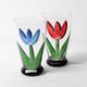 Set of 2 Tulip Crystal Glasses by Ulrica Hydman Vallien / Sweden / 1991