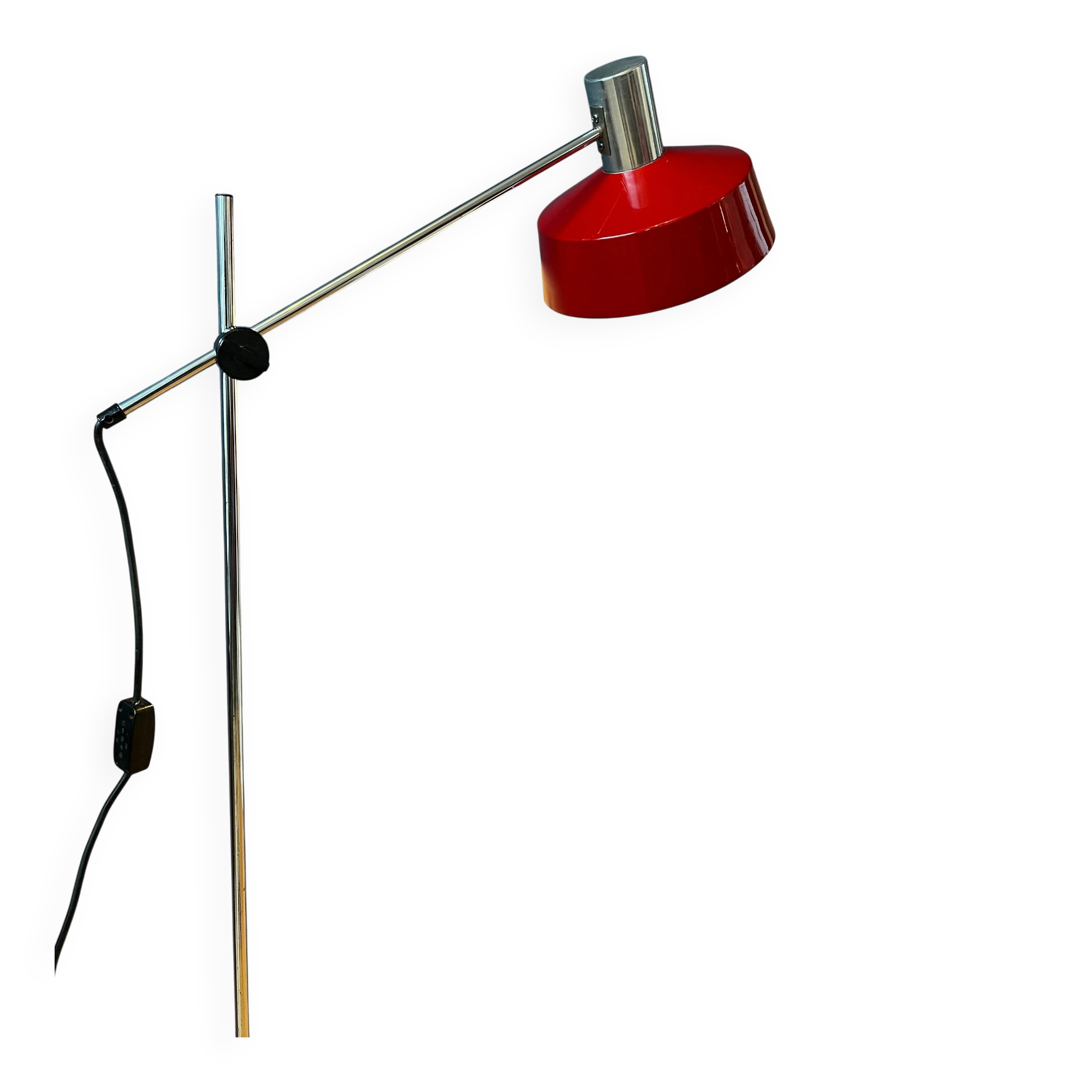 Adjustable red floor lamp in the style of Hoogervorst.