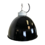 Industrial black enamel lamp with porcelain top, 1950s