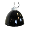 Industrial black enamel lamp with porcelain top, 1950s