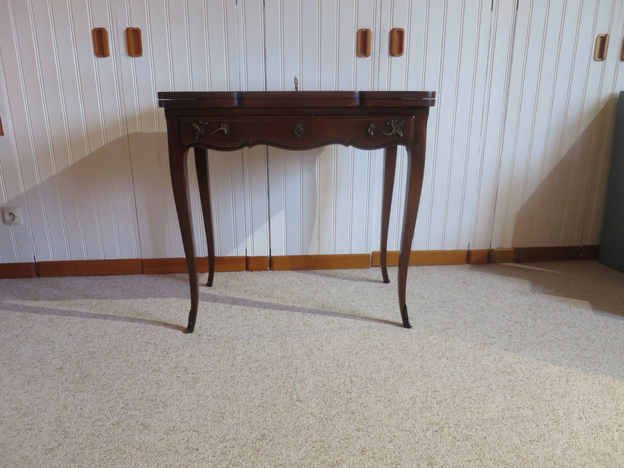 Secretary with mechanism - 4 secret drawers - lock - marquetry chessboard - 1950