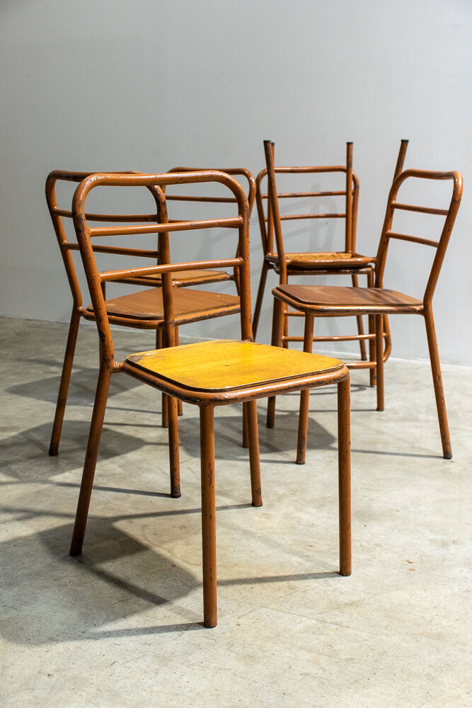 Série de six chaises bistrot métalliques 1950’