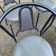 4 vintage bistro chairs in steel and grey leather from the 1980s.