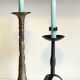 Pair of Brutalist Vintage Steel Candlesticks