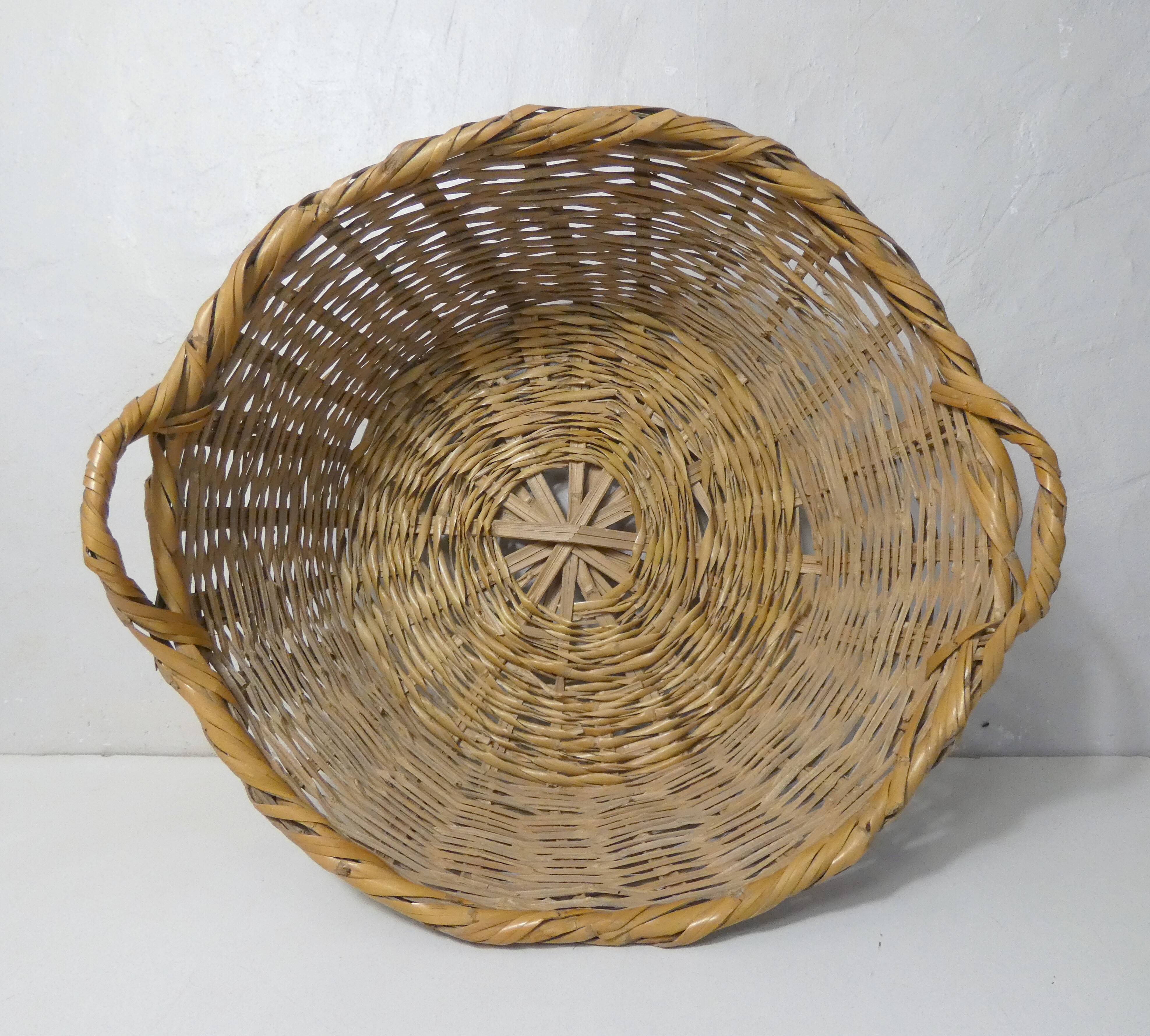 large vintage rattan basket