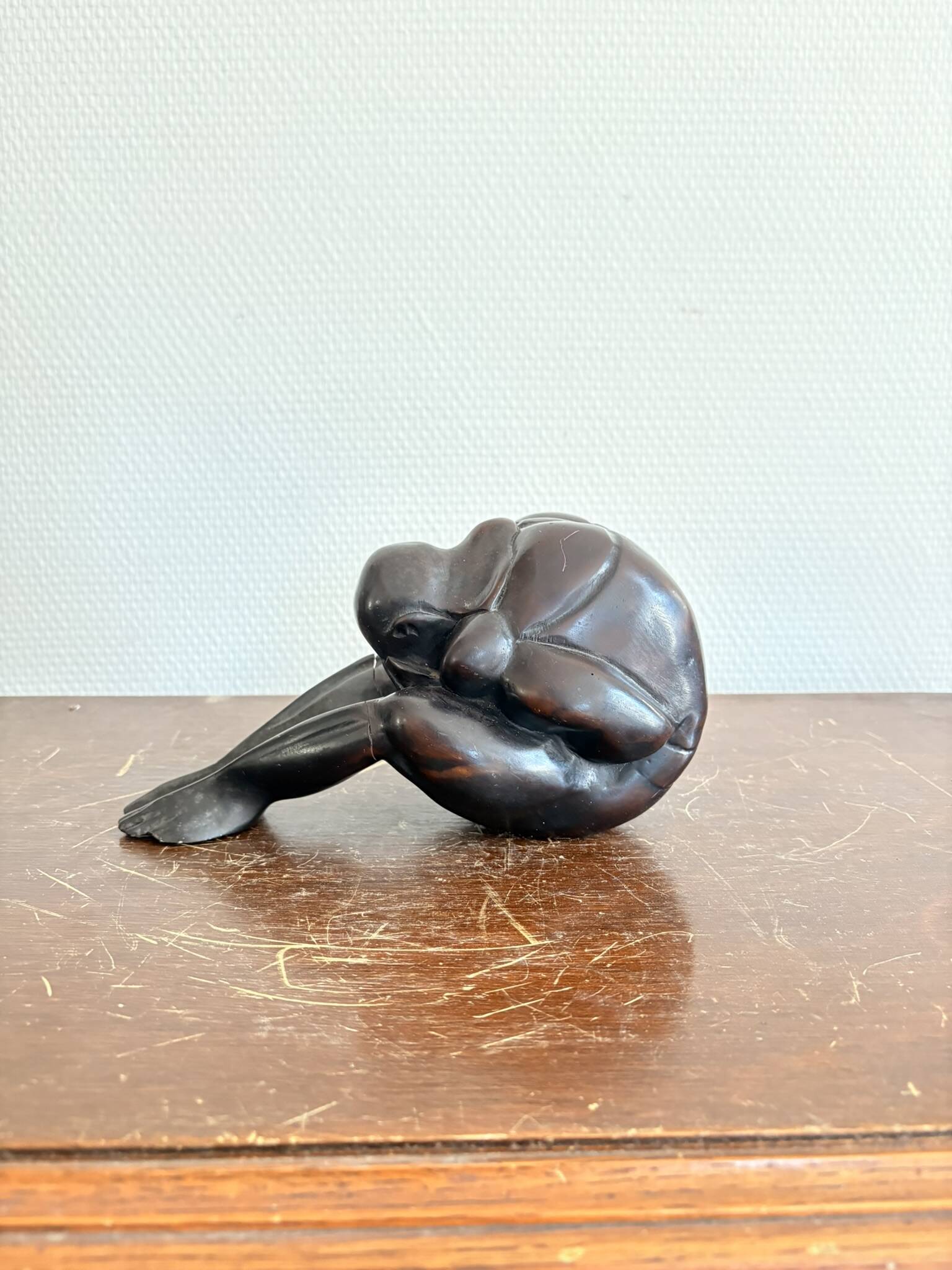 Ancient Atlas Statue Bandung Indonesia Art Deco Dense Ironwood Java