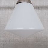 Opaline Mid-Century French Conical Pendant Light