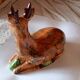 Michel Caugant Sixties Earthenware Glazed Deer Terrine Pâté Mold 25 cm