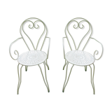Pair of wrought iron armchairs